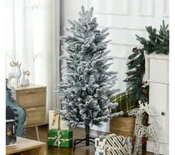 HOMCOM Sapin Et Accessoire^ Sapin De Noël Artificiel Imitation Nordmann Enneige H.135 Cm