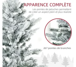 HOMCOM Sapin Et Accessoire^ Sapin De Noël Artificiel Imitation Nordmann Enneige H.135 Cm