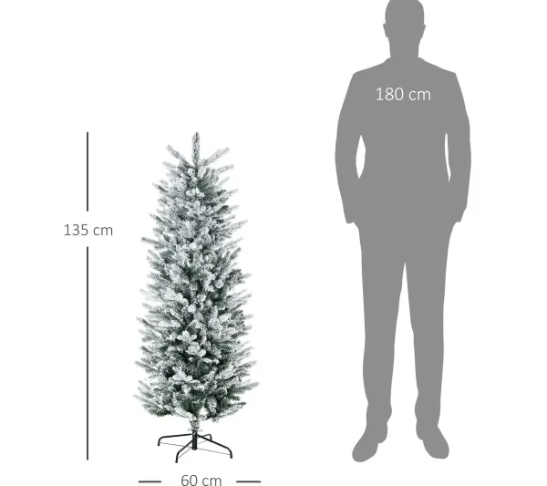 HOMCOM Sapin Et Accessoire^ Sapin De Noël Artificiel Imitation Nordmann Enneige H.135 Cm