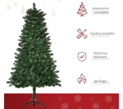 HOMCOM Sapin Et Accessoire^ Sapin De Noël Artificiel Imitation Nordmann Vert