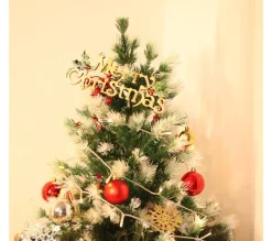 HOMCOM Sapin Et Accessoire^ Sapin De Noël Artificiel Enneigees 75 X 150H Cm 554 Branches Pines Imitation Nordmann 41 Houx