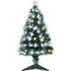 HOMCOM Sapin Et Accessoire^ Sapin De Noël Artificiel Lumineux Fibre Optique Led + 14 Ampoules + Support Pied 48 X 90H