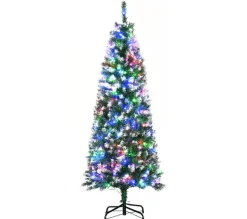 HOMCOM Sapin Et Accessoire^ Sapin De Noël Artificiel Lumineux Led Aspect Enneige H. 150 Cm