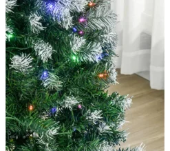 HOMCOM Sapin Et Accessoire^ Sapin De Noël Artificiel Lumineux Led Aspect Enneige H. 150 Cm