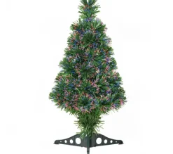 HOMCOM Sapin Et Accessoire^ Sapin De Noël Artificiel Lumineux Fibre Optique Vert