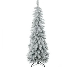 HOMCOM Sapin Et Accessoire^ Sapin De Noël Artificiel Aspect Enneige Pied Support Inclus