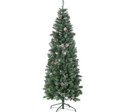 HOMCOM Sapin Et Accessoire^ Sapin De Noël Artificiel Nordmann Pommes De Pin Aspect Enneige