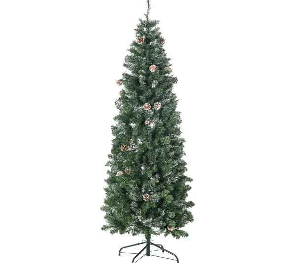 HOMCOM Sapin Et Accessoire^ Sapin De Noël Artificiel Nordmann Pommes De Pin Aspect Enneige