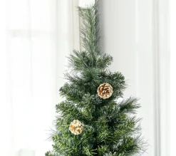 HOMCOM Sapin Et Accessoire^ Sapin De Noël Artificiel Nordmann Pommes De Pin Aspect Enneige