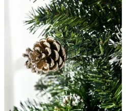HOMCOM Sapin Et Accessoire^ Sapin De Noël Artificiel Nordmann Pommes De Pin Aspect Enneige