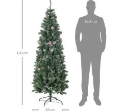 HOMCOM Sapin Et Accessoire^ Sapin De Noël Artificiel Nordmann Pommes De Pin Aspect Enneige
