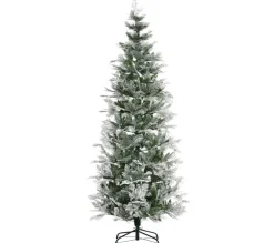 HOMCOM Sapin Et Accessoire^ Sapin De Noël Artificiel Aspect Enneige Pied Support Inclus