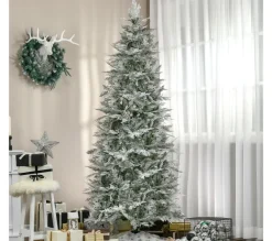 HOMCOM Sapin Et Accessoire^ Sapin De Noël Artificiel Aspect Enneige Pied Support Inclus