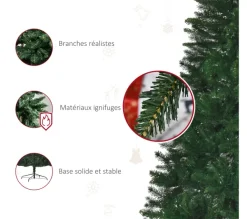 HOMCOM Sapin Et Accessoire^ Sapin De Noël Artificiel Imitation Nordmann Vert