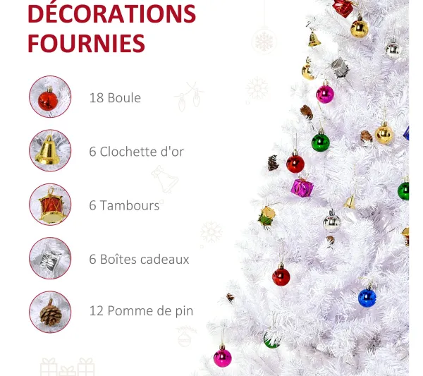 HOMCOM Sapin Et Accessoire^ Sapin De Noël Artificiel Décore