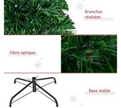 HOMCOM Sapin Et Accessoire^ Sapin De Noël Artificiel Lumineux Vert H. 120 Cm