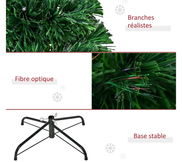 HOMCOM Sapin Et Accessoire^ Sapin De Noël Artificiel Lumineux Vert H. 120 Cm