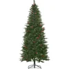HOMCOM Sapin Et Accessoire^ Sapin De Noël Artificiel Décore H. 210 Cm 45 Baies Rouges