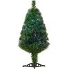 HOMCOM Sapin Et Accessoire^ Sapin De Noël Artificiel Lumineux Fibre Optique Vert