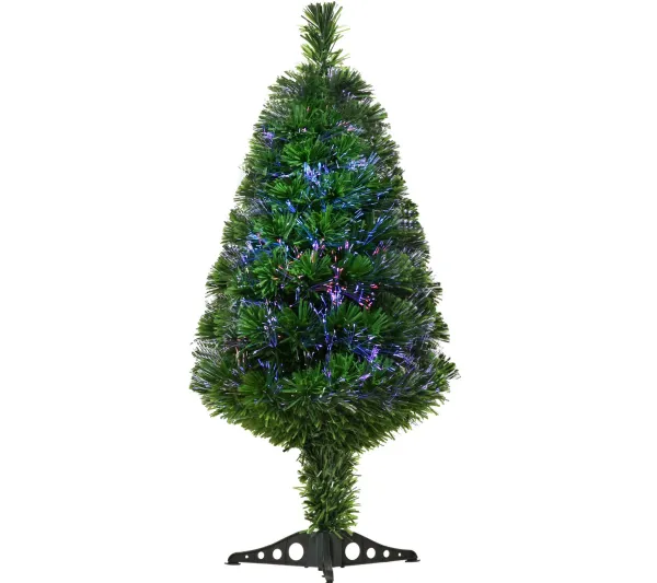 HOMCOM Sapin Et Accessoire^ Sapin De Noël Artificiel Lumineux Fibre Optique Vert