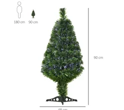 HOMCOM Sapin Et Accessoire^ Sapin De Noël Artificiel Lumineux Fibre Optique Vert