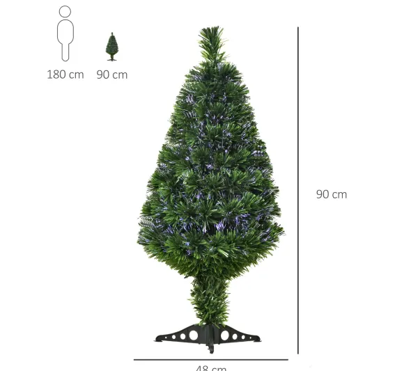 HOMCOM Sapin Et Accessoire^ Sapin De Noël Artificiel Lumineux Fibre Optique Vert
