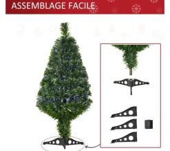 HOMCOM Sapin Et Accessoire^ Sapin De Noël Artificiel Lumineux Fibre Optique Vert