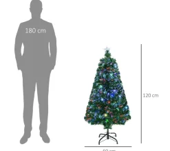HOMCOM Sapin Et Accessoire^ Sapin De Noël Artificiel Lumineux Vert 120 Cm