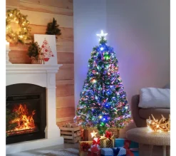 HOMCOM Sapin Et Accessoire^ Sapin De Noël Artificiel Lumineux Vert 120 Cm