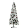 HOMCOM Sapin Et Accessoire^ Sapin De Noël Artificiel Branches Enneigees 600 Branches Avec Décorations
