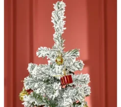 HOMCOM Sapin Et Accessoire^ Sapin De Noël Artificiel Branches Enneigees 600 Branches Avec Décorations