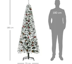 HOMCOM Sapin Et Accessoire^ Sapin De Noël Artificiel Branches Enneigees 600 Branches Avec Décorations