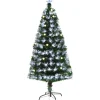 HOMCOM Sapin Et Accessoire^ Sapin De Noël Artificiel Lumineux Led + 20 Ampoules + Support Pied 63 X 120H Cm 130 Branches