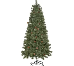 HOMCOM Sapin Et Accessoire^ Sapin De Noël Artificiel 450 Branches 28 Pommes De Pin Inclus