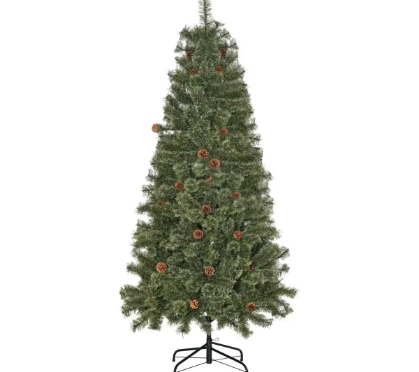 HOMCOM Sapin Et Accessoire^ Sapin De Noël Artificiel 450 Branches 28 Pommes De Pin Inclus