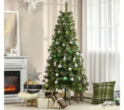 HOMCOM Sapin Et Accessoire^ Sapin De Noël Artificiel 450 Branches 28 Pommes De Pin Inclus