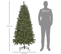 HOMCOM Sapin Et Accessoire^ Sapin De Noël Artificiel 450 Branches 28 Pommes De Pin Inclus