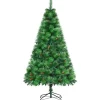 HOMCOM Sapin Et Accessoire^ Sapin De Noël Artificiel Avec Pommes De Pin - Hauteur 180 Cm Vert