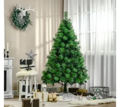 HOMCOM Sapin Et Accessoire^ Sapin De Noël Artificiel Avec Pommes De Pin - Hauteur 180 Cm Vert