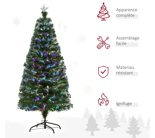 HOMCOM Sapin Et Accessoire^ Sapin De Noël Artificiel Lumineux Vert