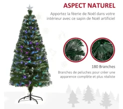 HOMCOM Sapin Et Accessoire^ Sapin De Noël Artificiel Lumineux Vert