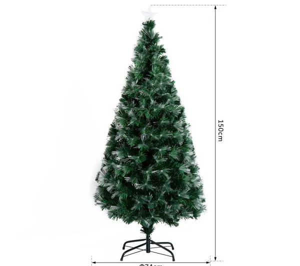 HOMCOM Sapin Et Accessoire^ Sapin De Noël Artificiel Lumineux Vert
