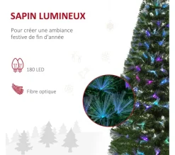 HOMCOM Sapin Et Accessoire^ Sapin De Noël Artificiel Lumineux Vert