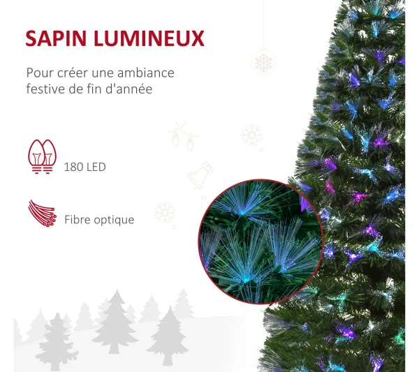 HOMCOM Sapin Et Accessoire^ Sapin De Noël Artificiel Lumineux Vert