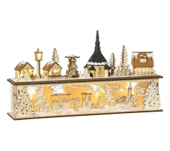 Cheap HOMCOM Village De Noël Lumineux Avec Eglise, Maisons, Personnages 10 Led