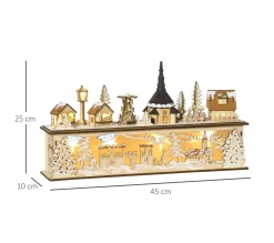 Cheap HOMCOM Village De Noël Lumineux Avec Eglise, Maisons, Personnages 10 Led