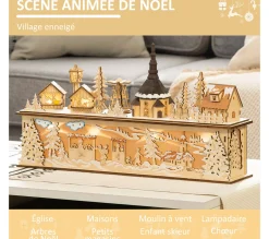 Cheap HOMCOM Village De Noël Lumineux Avec Eglise, Maisons, Personnages 10 Led