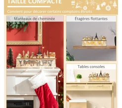 Cheap HOMCOM Village De Noël Lumineux Avec Eglise, Maisons, Personnages 10 Led