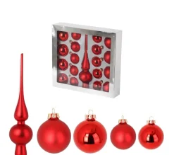 HOMEA Guirlande Et Boule De Sapin^ Kit De 19 Boules De Noël Rouge