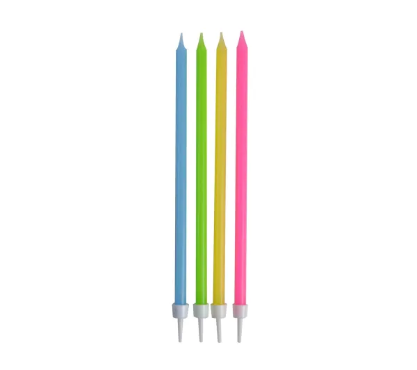 HOMEA Anniversaire Et Autres Fêtes^ Set De 16 Longues Bougies D Anniversaire 14.5 Cm Multicolore